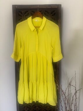 Bright Yellow Tiered Mini Dress - Unbranded